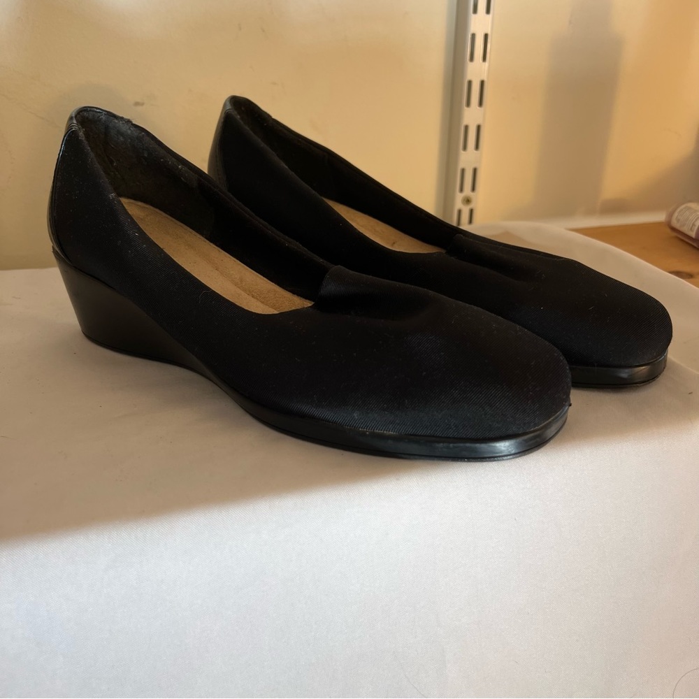 Comfort Plus By Prediction Shoes Womens Size 9 Casual Slip On Wedge Loafer Black
